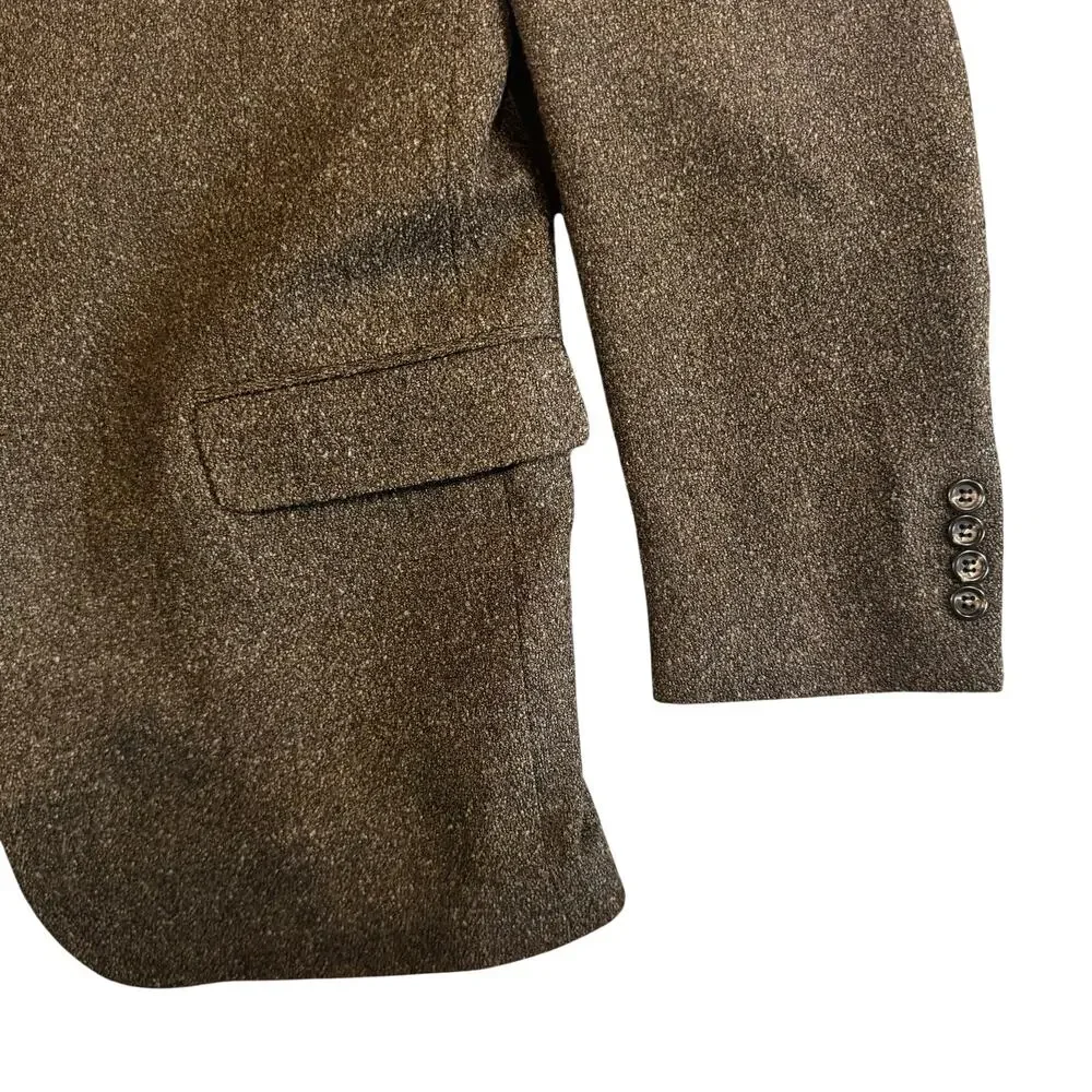 Vintage Pronto Uomo Brown Nubby Wool Sport Coat Men's 3 Button Blazer Jacket 44L